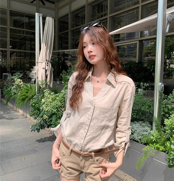 MY12950# 原版做工法式复古设计感长袖衬衫女秋季宽松气质老钱风上衣女...