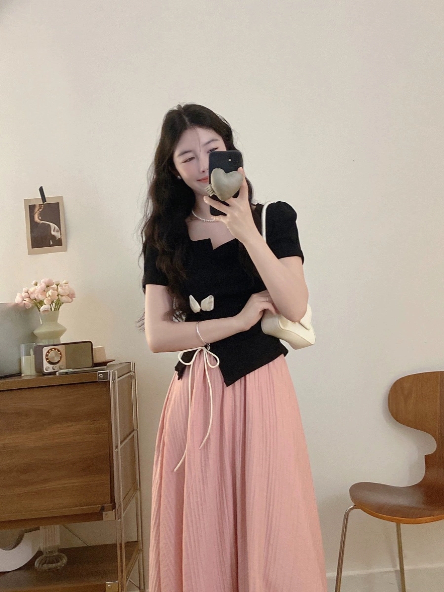 MY11867# 大码干练气质女装套装裙夏季短袖上衣胖MM显瘦半身裙高级感两件套