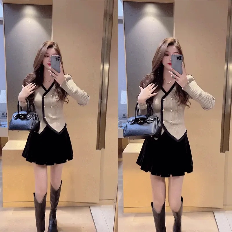 MY14001# 长袖毛衣小众短款不规则打底针织衫上衣女裝貨源服裝批發
