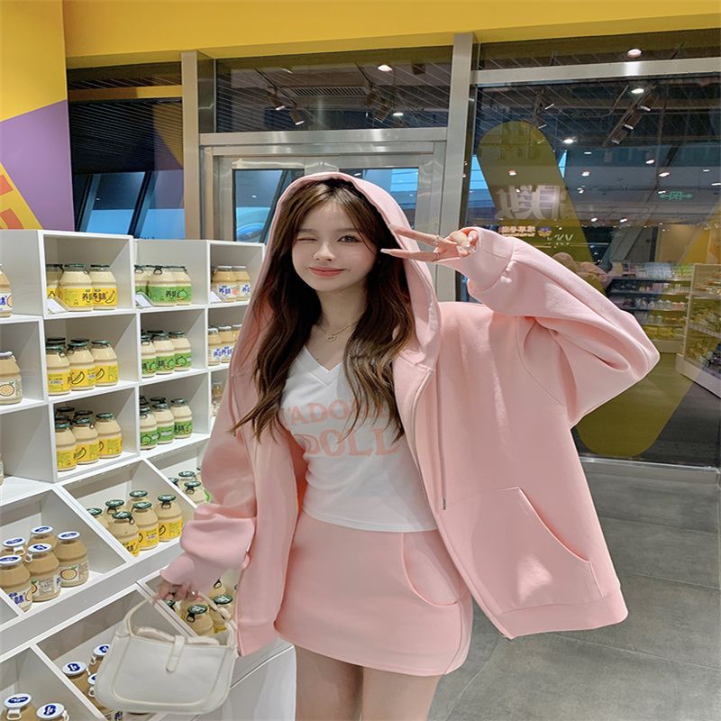 MY14512# 卫衣外套女新款休闲宽松显瘦长袖上衣+裙子女裝貨源服裝批發