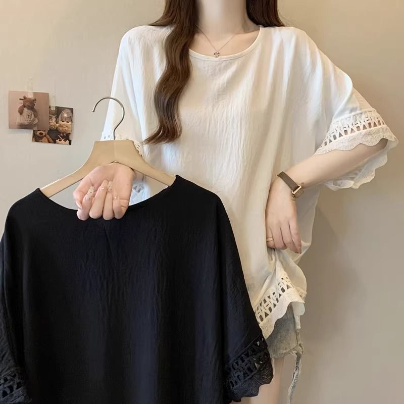 RY1329# 原版面料 夏季新款慵懒风蕾丝镂空洋气上衣