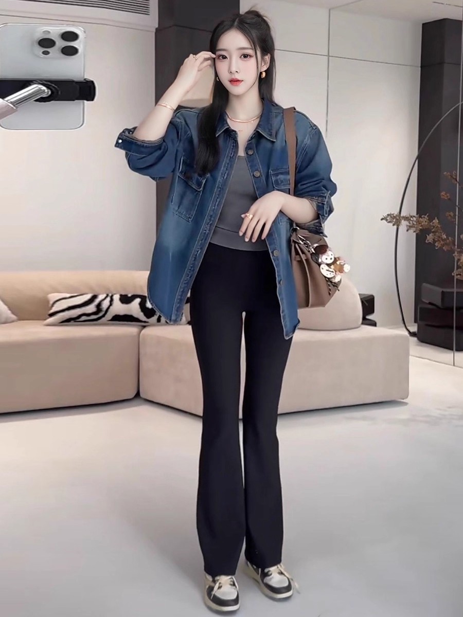 MY16654# 做旧慵懒风翻领衬衫袖长款衬衫长袖女装时尚宽松女裝貨源服裝批發