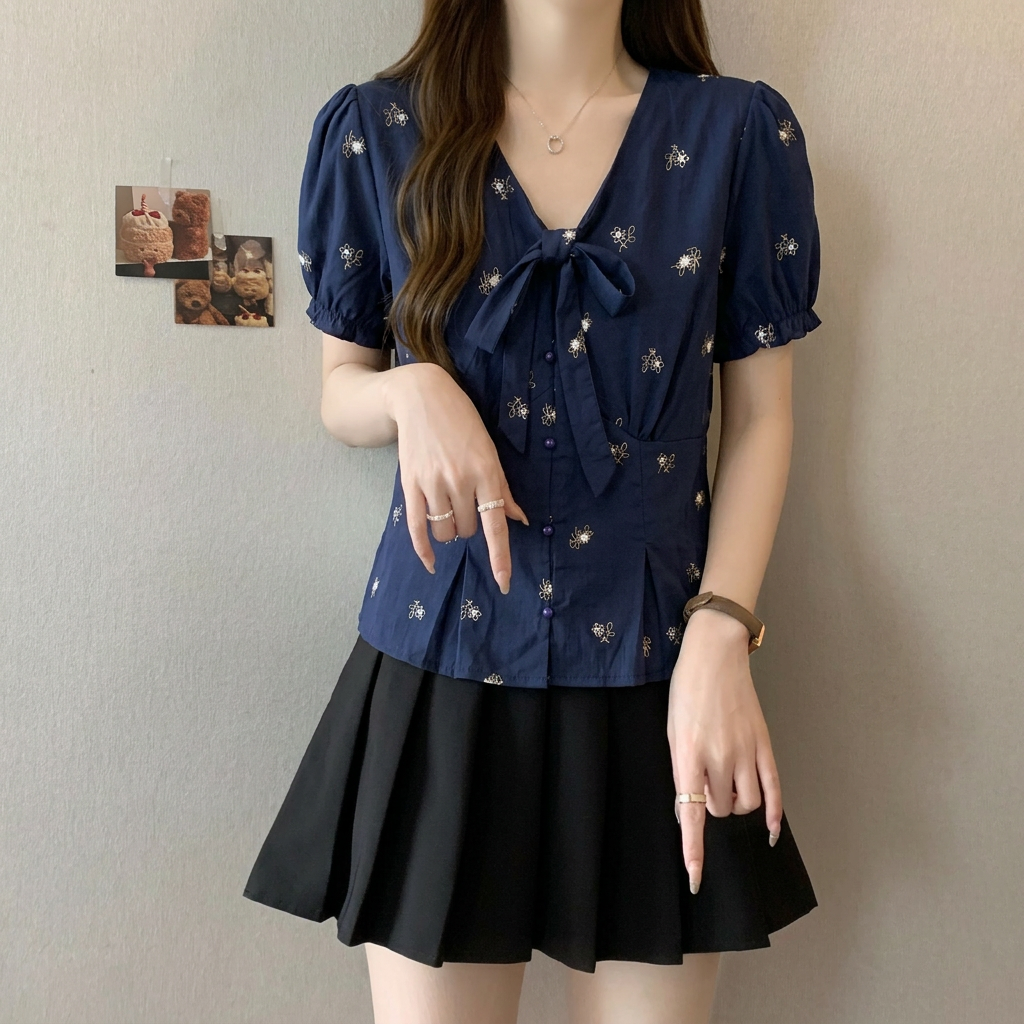 RY742# 大码纯棉高级感V领短袖衬衫女夏2025新款胖mm显瘦掐腰绝美...