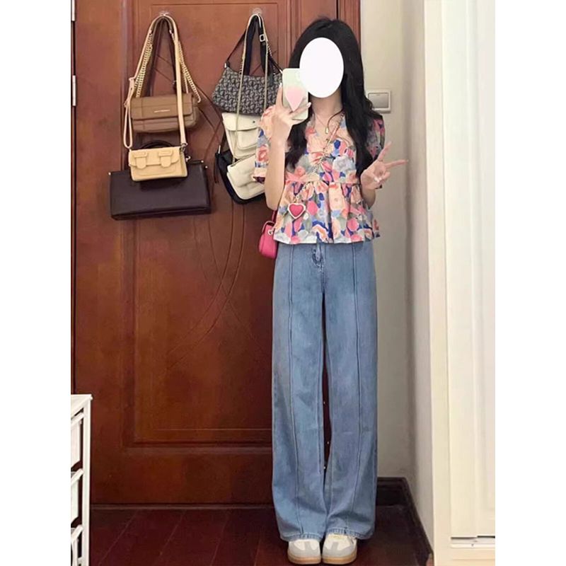 2026年夏季新款v領襯衫設計感T恤女寬松襯衣獨特別致上衣