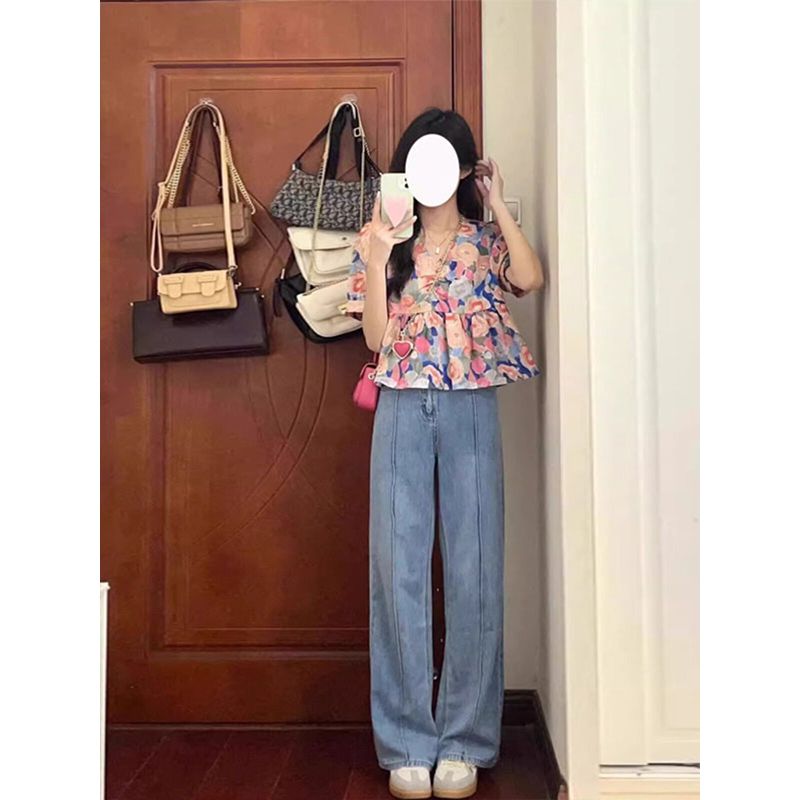 2026年夏季新款v領襯衫設計感T恤女寬松襯衣獨特別致上衣