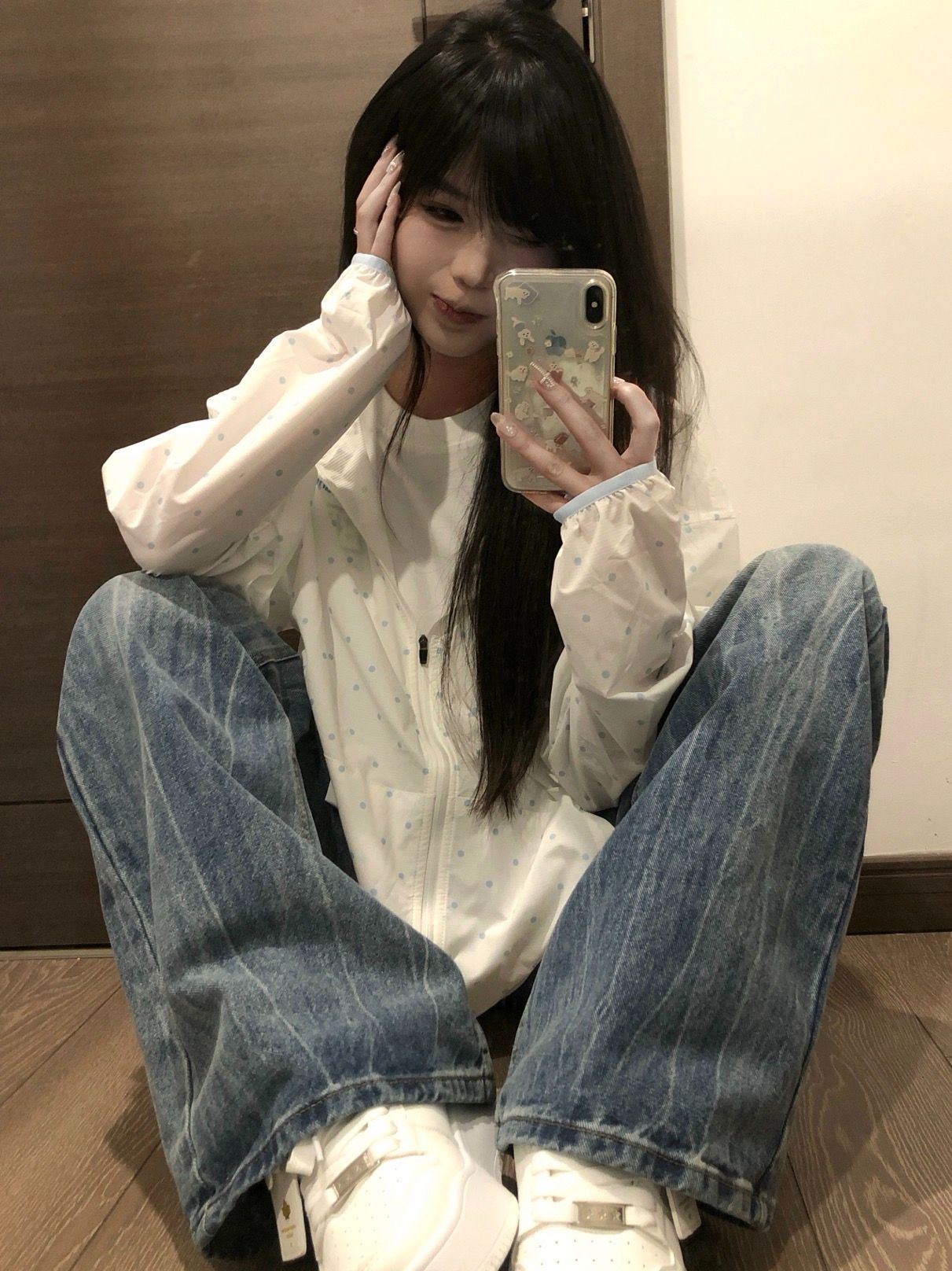 慵懶波點連帽防曬衣女夏薄款透氣防紫外線休閑寬松百搭外套
