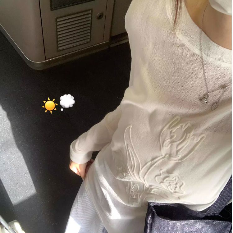 韓系設計感郁金香印花長袖t恤夏季新款薄款修身防曬衫上衣