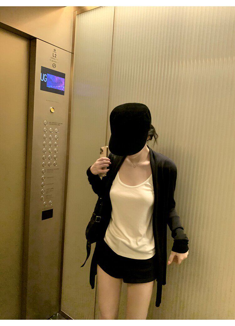 高級感黑色長袖外搭防曬衫女上衣春夏寬松空調開衫薄
