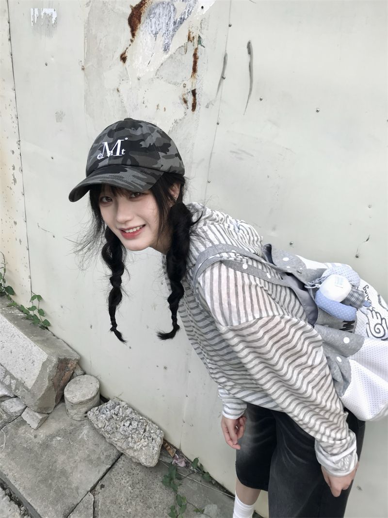 粉白條紋連帽拉鏈防曬外套女夏季甜美風寬松休閑百搭上衣