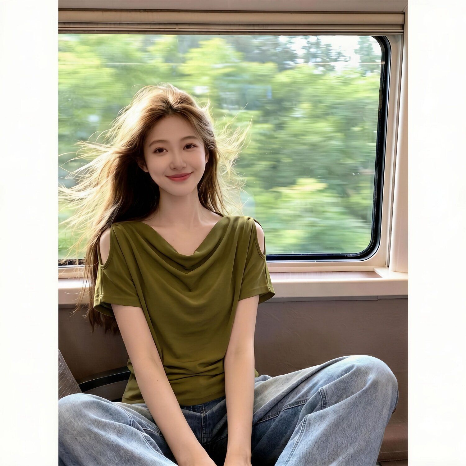 大碼女輕熟風蕩領露肩短袖T恤夏季顯瘦氣質百搭上衣
