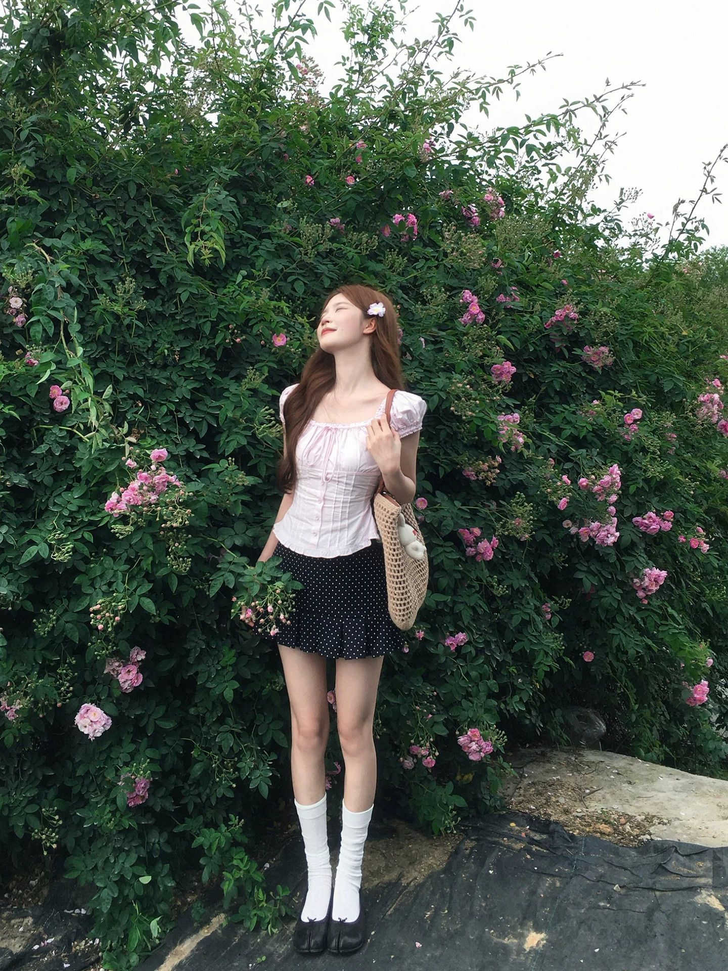 溫柔風方領系帶收腰上衣女夏季修身顯瘦百搭短款 T 恤