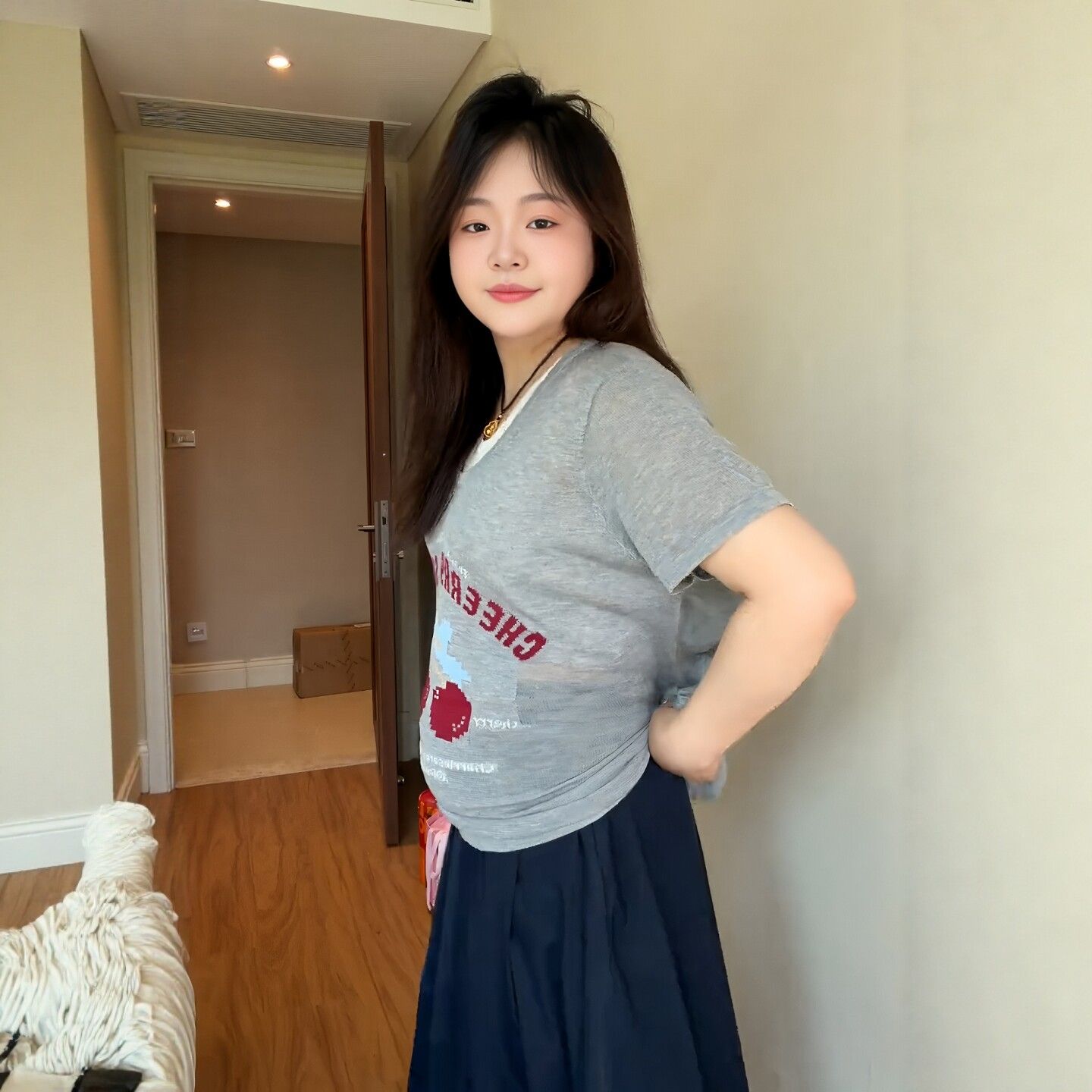 大碼女韓系v領假兩件正肩短袖t恤2026年夏季新款寬松上衣