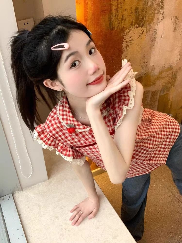 短袖襯衫女夏甜美可愛2026新款小個子娃娃領法式漂亮上衣