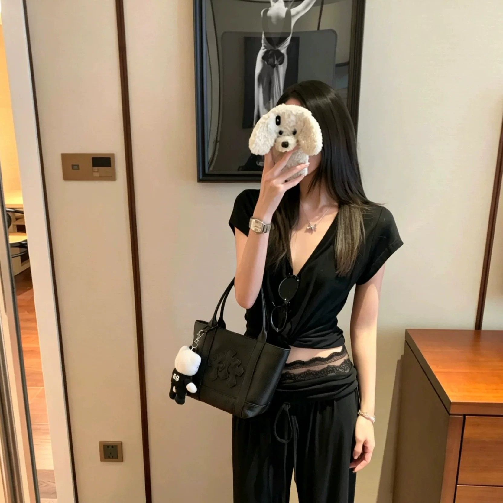法式獨特小眾扭結v領短袖 t 恤女夏季小飛袖收腰上衣潮