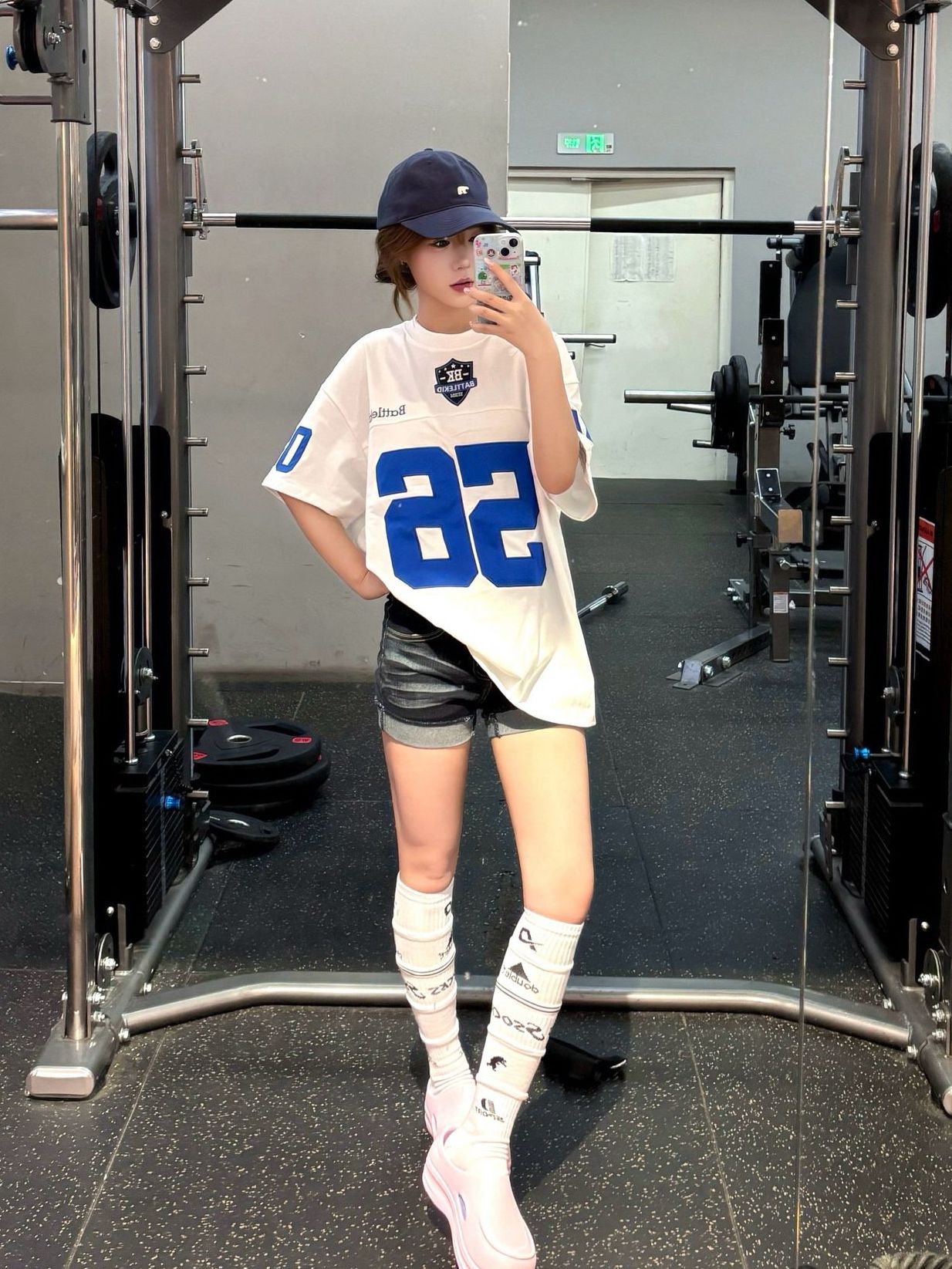 撞色數字印花短袖T恤女美式復古寬松oversize 街頭風百搭上衣