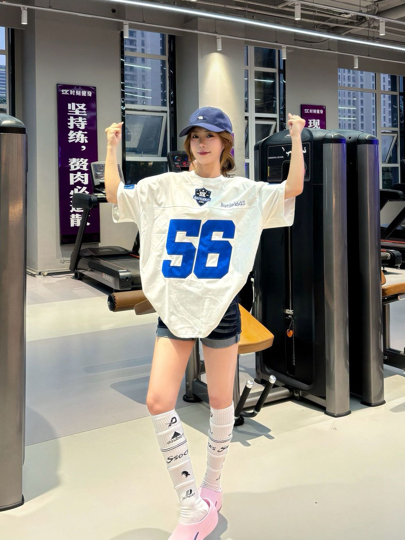 撞色數字印花短袖T恤女美式復古寬松oversize 街頭風百搭上衣