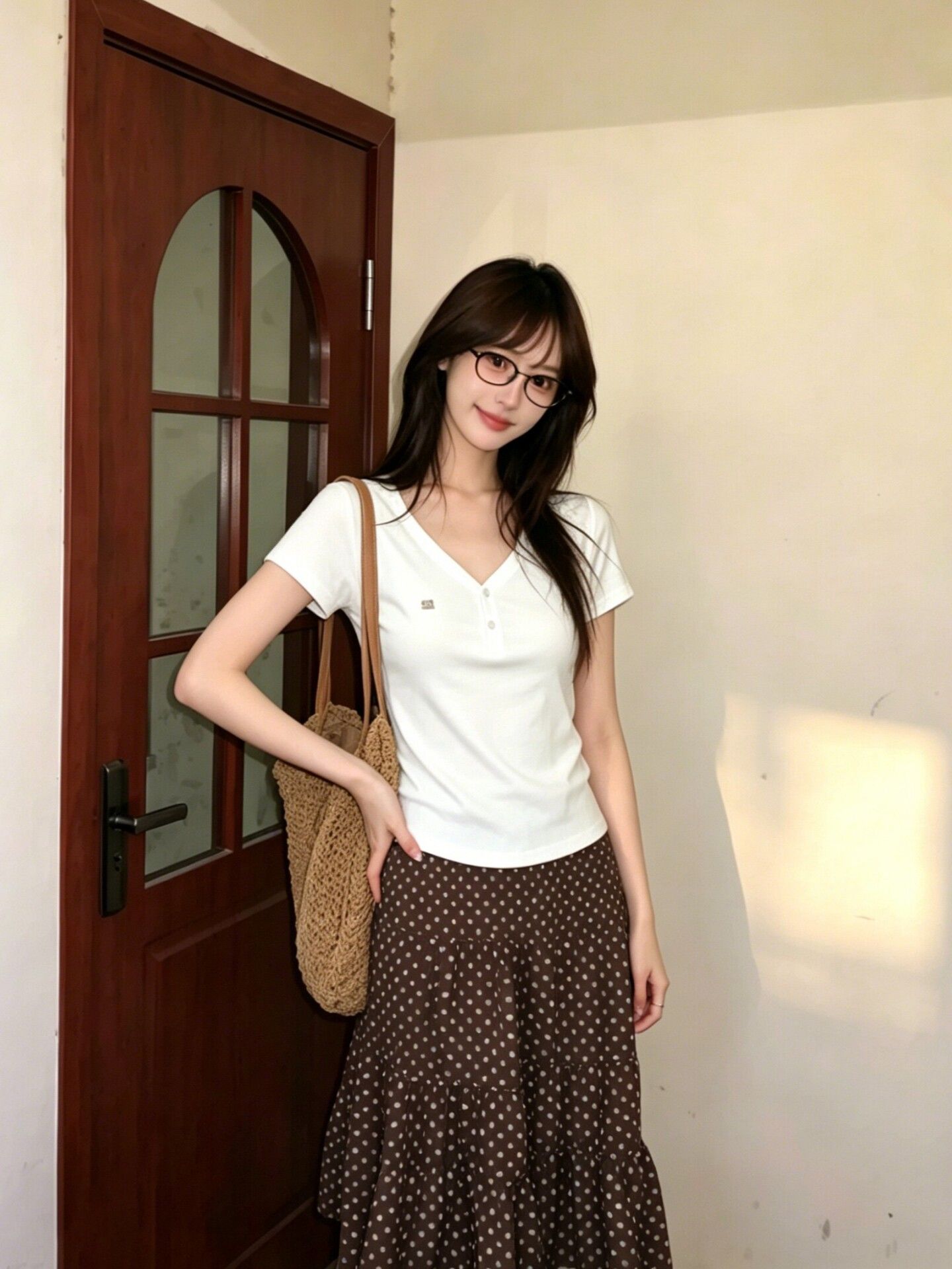 美式V 領半開扣刺繡短袖 T 恤女夏季修身顯瘦百搭基礎款短款上衣