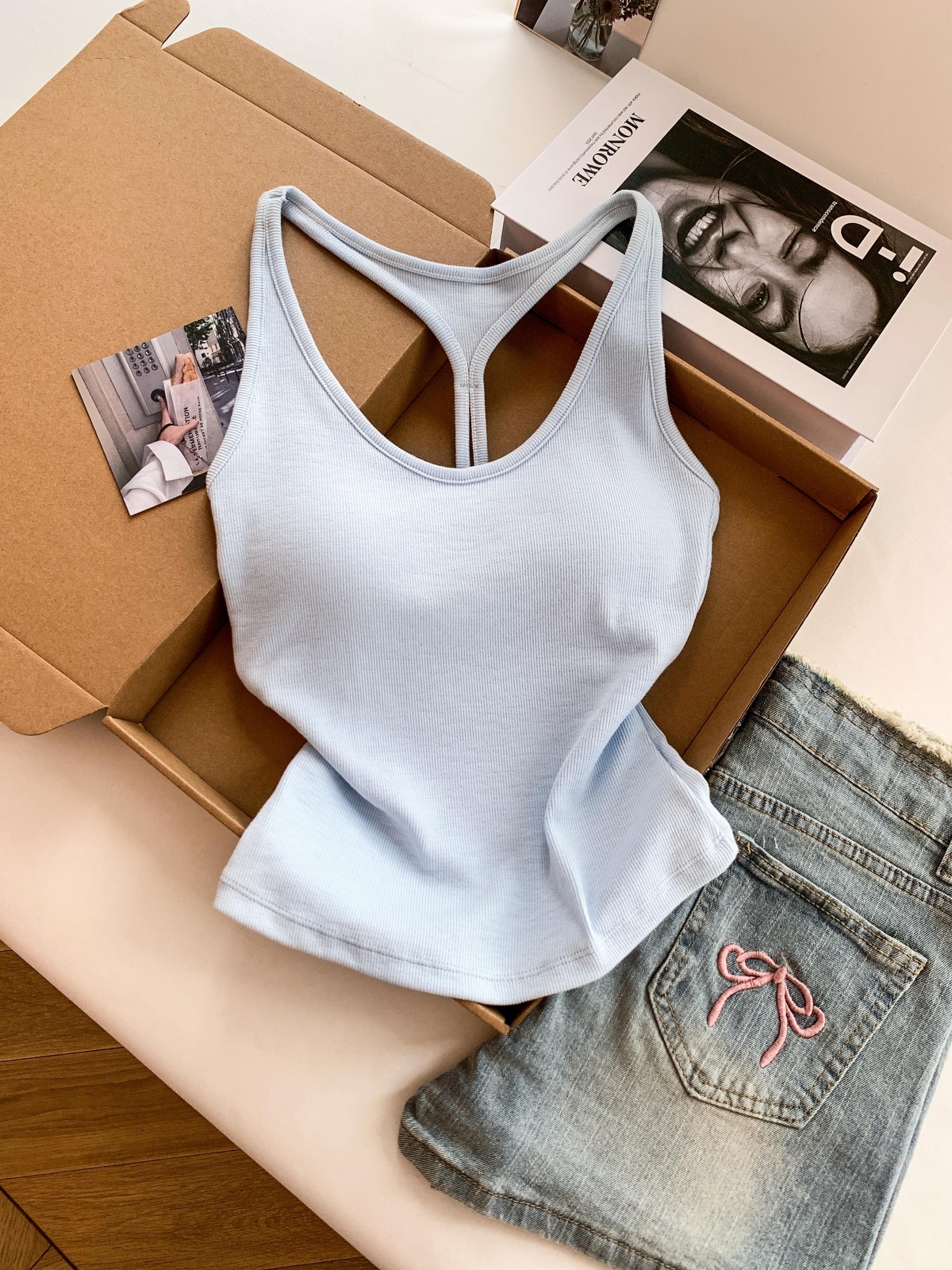 RY3480# 实拍～新款打底吊带背心美背内搭带胸垫抹胸免穿文胸可外穿上衣...