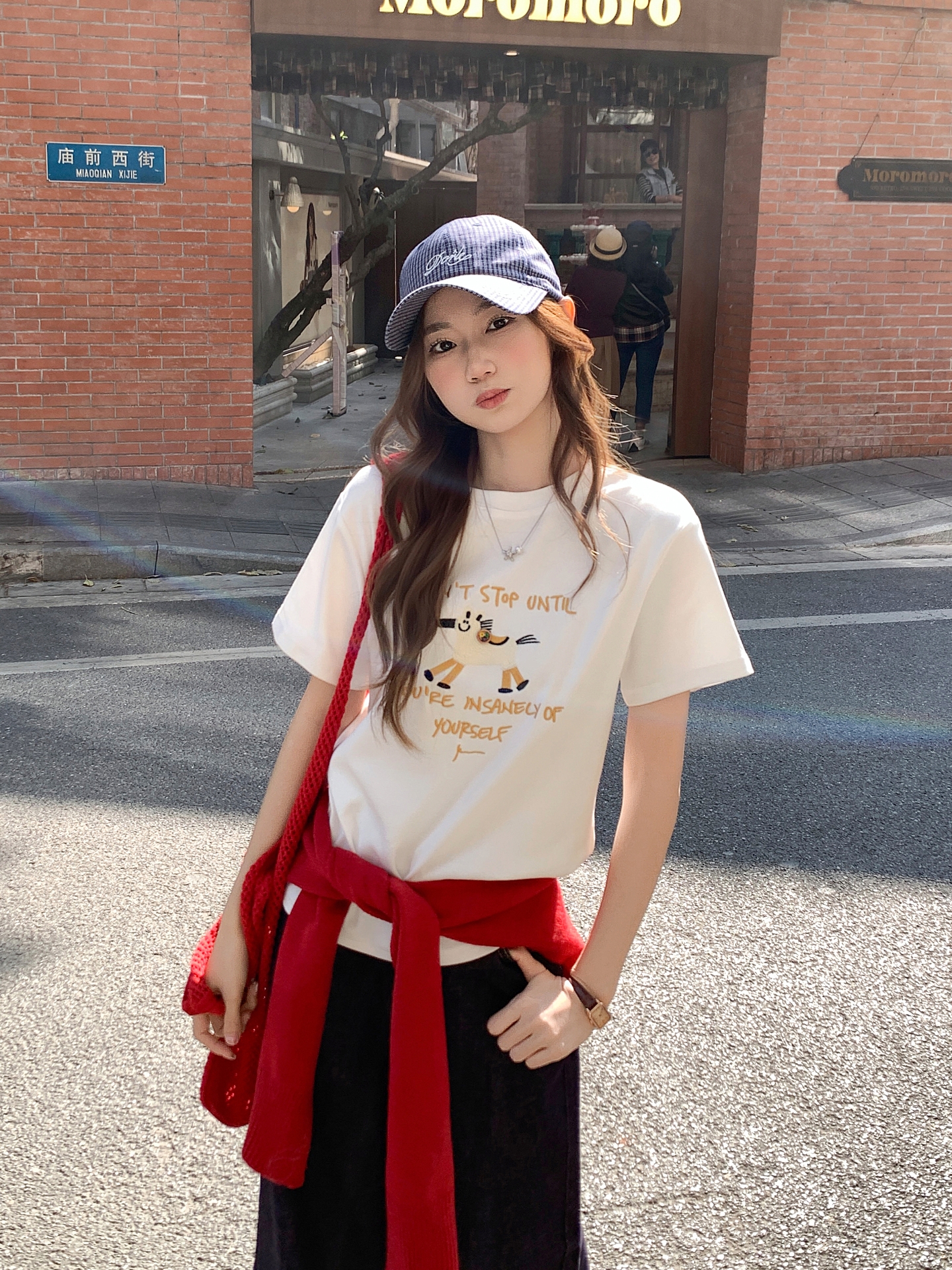 卡通刺繡圓領正肩短袖t恤女2026新款設計感寬松顯瘦休閑百搭上衣