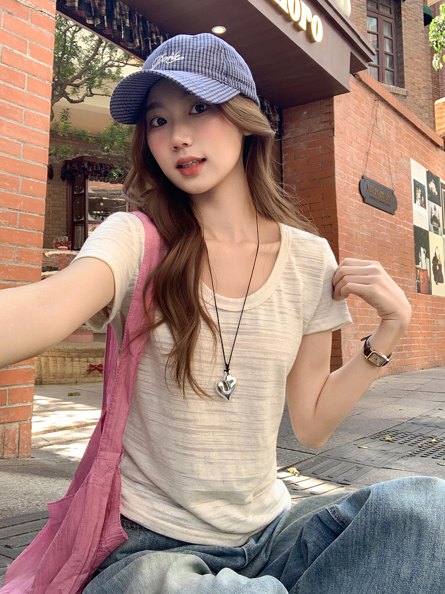 小眾設計感U領正肩短袖t恤女2026新款修身顯瘦獨特別致百搭上衣