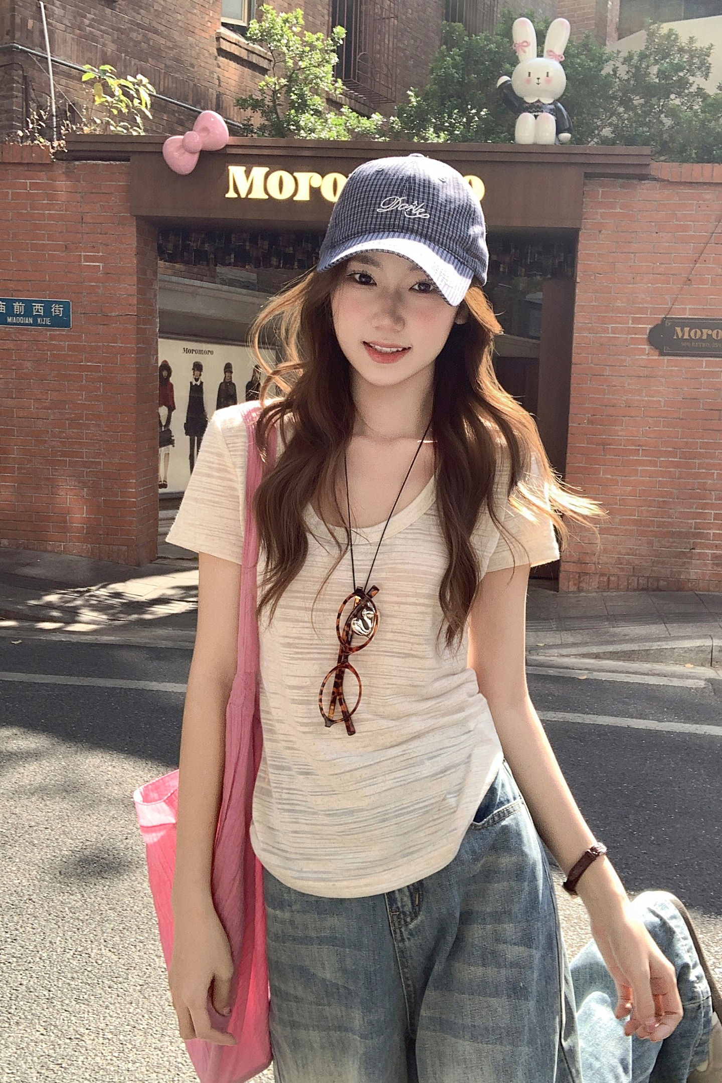 小眾設計感U領正肩短袖t恤女2026新款修身顯瘦獨特別致百搭上衣