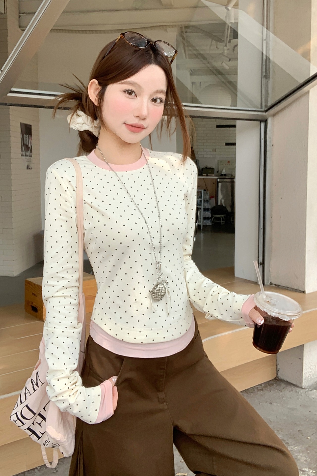 撞色拼接假兩件長袖t恤女2026春季新款韓系修身顯瘦打底百搭上衣