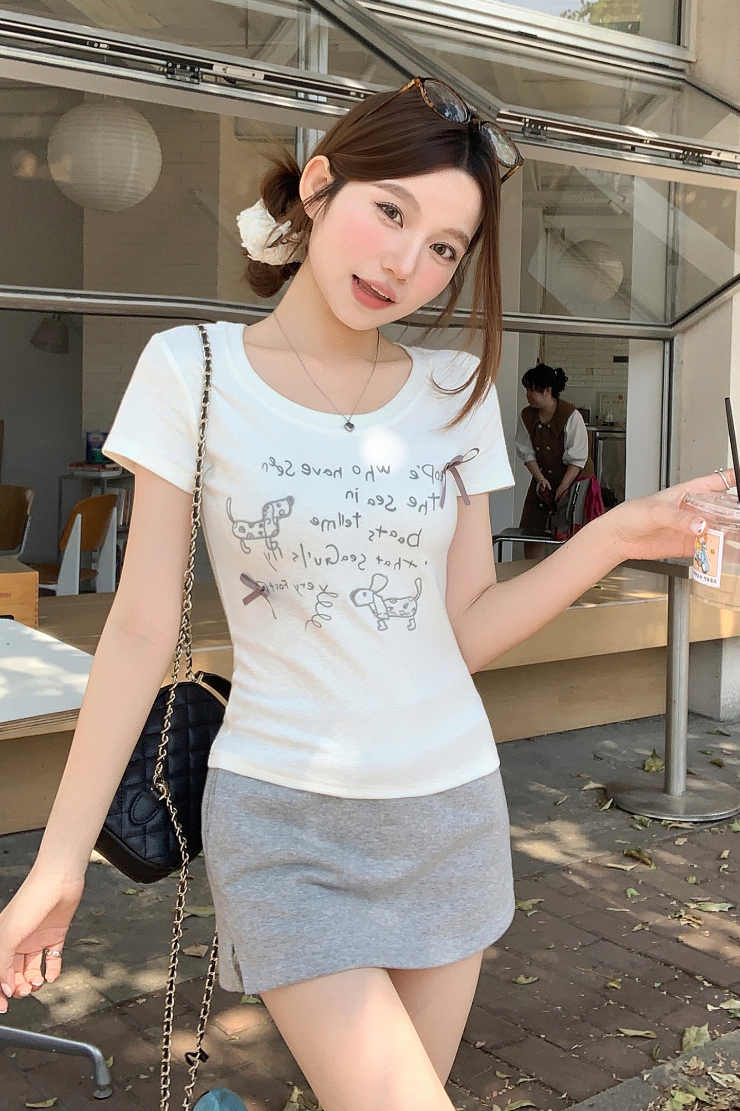 甜美蝴蝶結圓領短袖t恤女2026夏季新款別致內搭修身顯瘦短款上衣