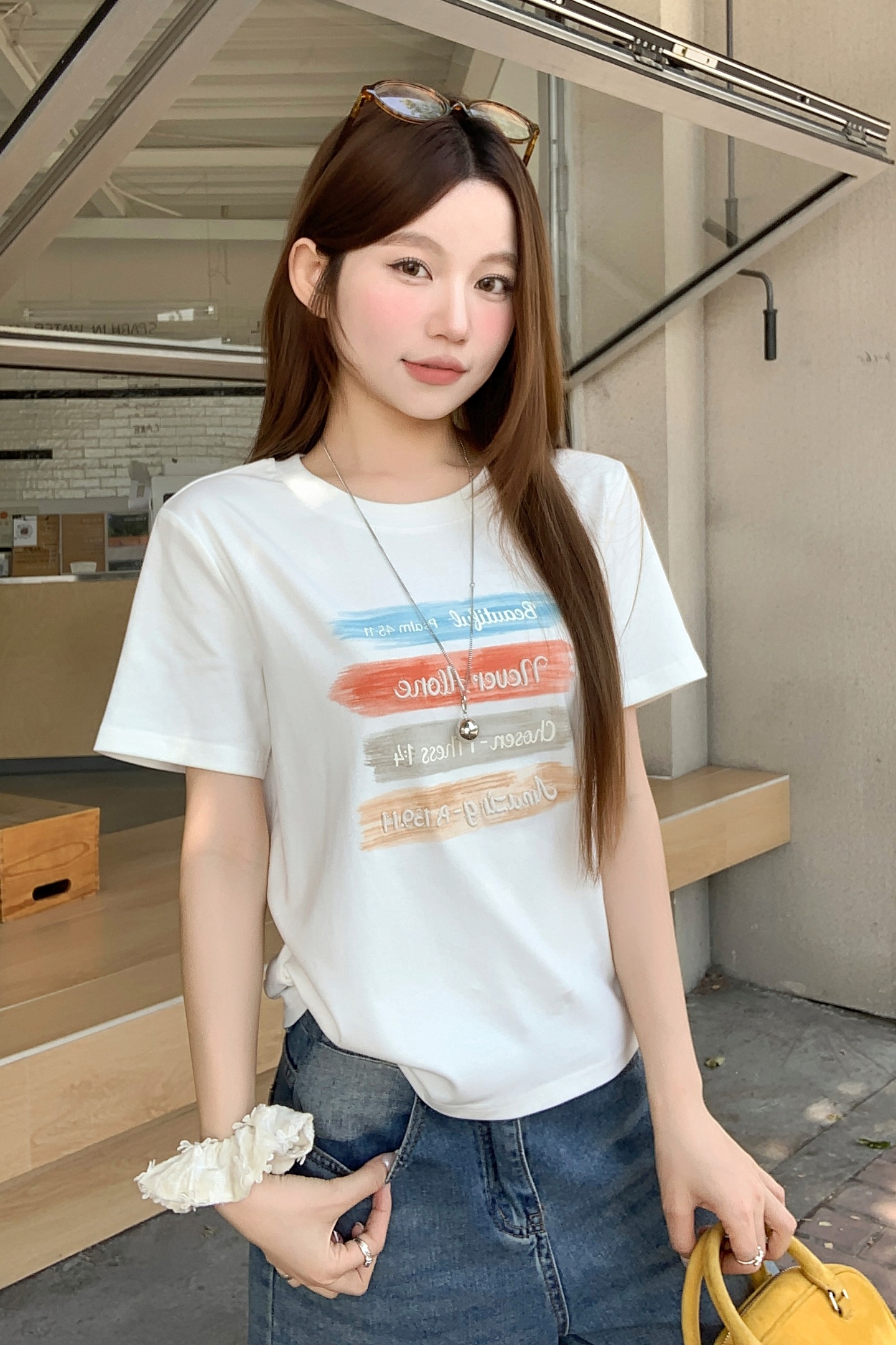 韓系字母印花短袖t恤女2026夏季新款小個子時尚休閑百搭通勤上衣