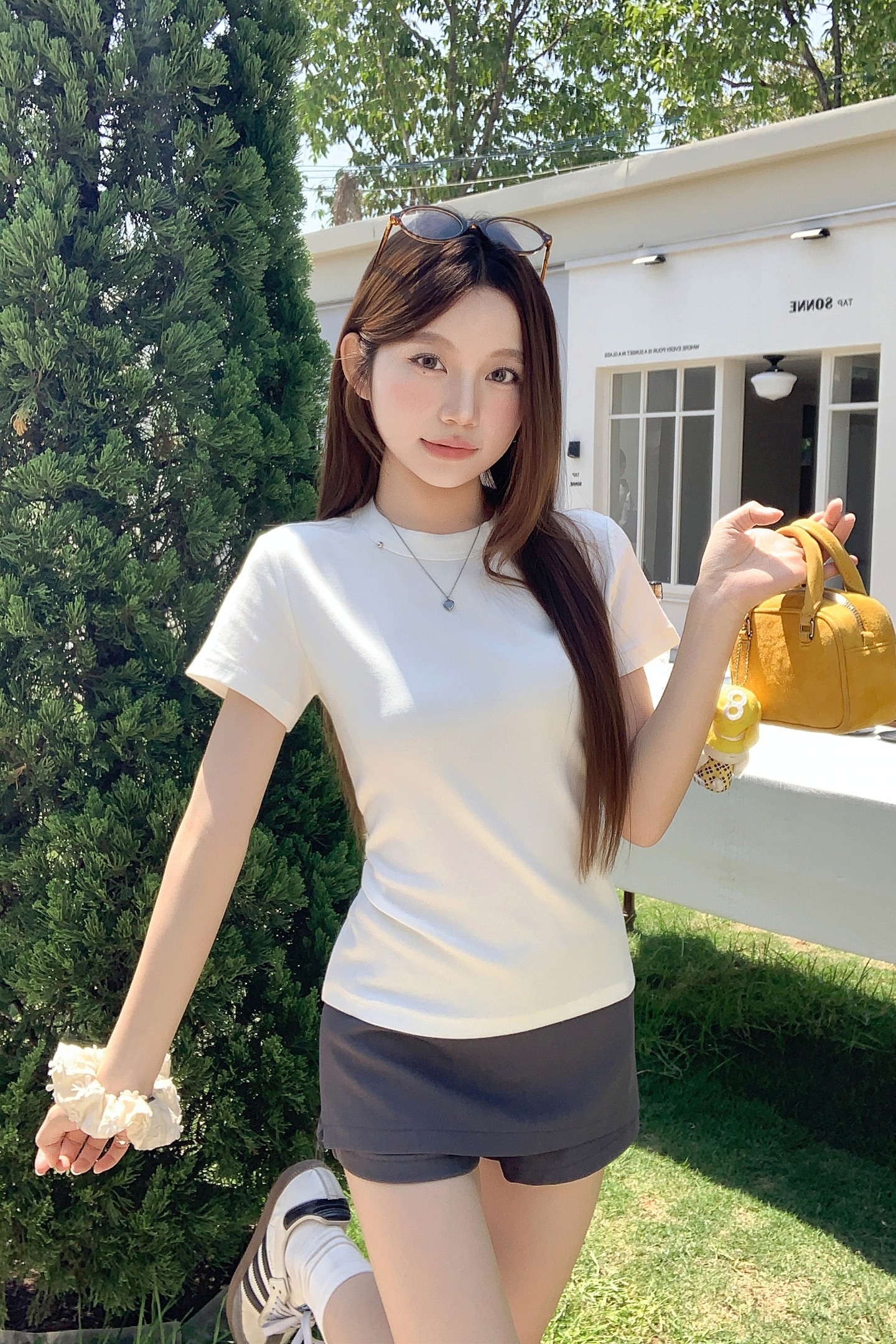 韓系簡約圓領正肩短袖t恤衫女2026夏季新款休閑寬松顯瘦百搭上衣