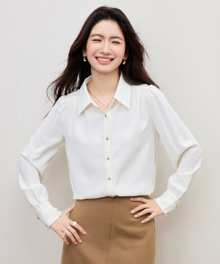 파란색 긴팔 여성 셔츠 작은 셔츠 2026 봄 새로운 출퇴근 경력 흰 셔츠 프랑스식 품격 고급 맨위