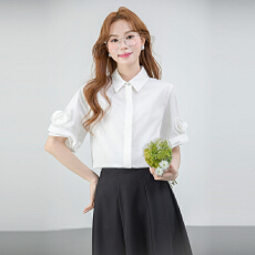 批发蓝色<b class='q'>衬衣</b>女2026夏季职场法式小资小上衣清爽通勤<b class='q'>职业</b>穿搭短袖<b class='q'>衬衫</b>