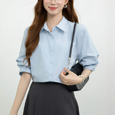 批发白色短袖衬衫<b class='q'>女士</b>2026年新款夏职业面试正装衬衣通勤穿搭内搭上衣