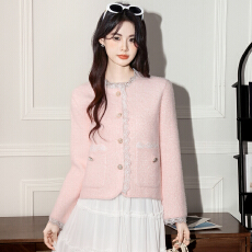 批发实拍2025小香风<b class='q'>蕾丝</b>边仿水貂绒外套秋冬宽松百搭开衫上衣女