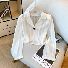 批发实拍2026春新款法式白色长袖西装短外套女时尚女士开衫上衣