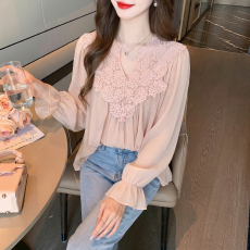 批发2026夏季新款<b class='q'>实拍</b>法式V领雪纺衫女春季温柔风宽松百搭上衣+带内搭