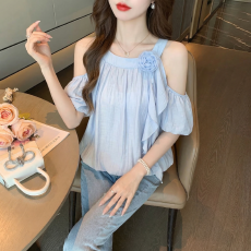 批发2026夏季新款实拍<b class='q'>韩版</b>设计感气质简约时尚百搭修身显瘦小衫