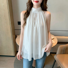 批发2026实拍夏季挂脖上衣女气质独特漂亮别致设计感无袖<b class='q'>背心</b>吊带