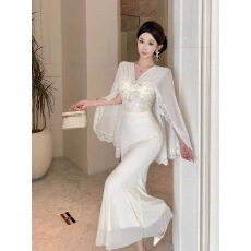 批发气质名媛高级感宴会晚礼服<b class='q'>高端</b>精致一字肩修身包臀<b class='q'>连衣裙</b>