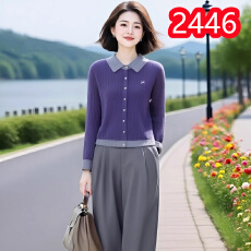 批发翻领羊毛针织开衫女2025秋季新款<b class='q'>妈妈装</b>宽松外搭时尚时髦毛衣外套