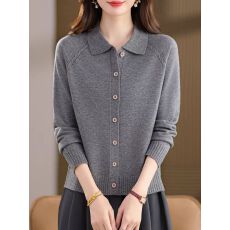 批发翻领气质长袖开衫毛衣<b class='q'>外套</b>女士秋装2025<b class='q'>新款</b>妈妈外搭针织上衣