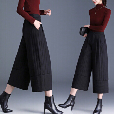 批发实拍羽绒棉阔腿裤 <b class='q'>冬</b><b class='q'>女</b>高腰宽松保暖加厚八分裤羽绒裤