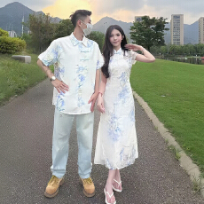 批发2026年夏季新款新中式旗袍<b class='q'>连衣裙</b>植物花卉女<b class='q'>连衣裙</b>75元男装41元