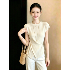 批发有货2026夏季新款<b class='q'>不规则</b>短袖冰丝针织t恤