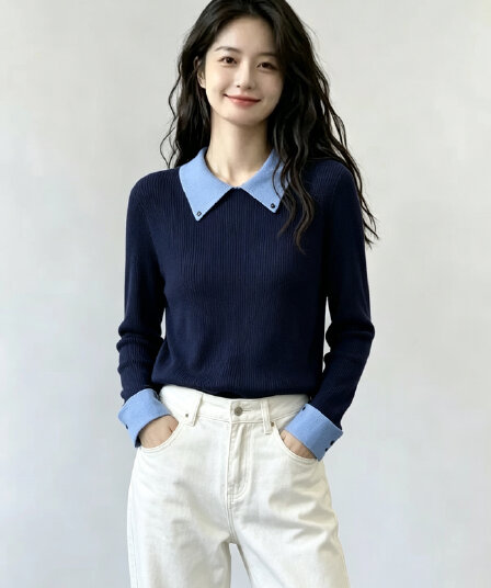 2026 가을 배색 polo 폴로 칼라 니트 스웨터 스웨터 맨위