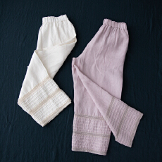 批发花边拼接宽裤 日式森系直筒阔腿裤 骨感水洗<b class='q'>亚麻</b>女春季新款