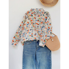 批发法式文艺苎麻<b class='q'>衬衫</b> 轻薄防晒清新水墨<b class='q'>印花</b>碎花<b class='q'>衬衣</b>宽松女上衣