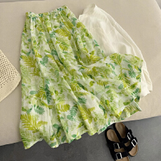 批发2026天然100支苎麻酵洗A字中长款<b class='q'>半身</b>裙大裙摆自制