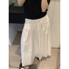 批发2026白色半身裙女夏设计感高腰抽绳中长款a字百褶裙