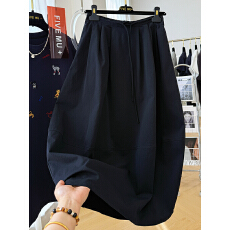 批发设计感独特别致超好看高腰花苞灯笼裙女夏季过膝<b class='q'>长裙</b>半身裙子显瘦