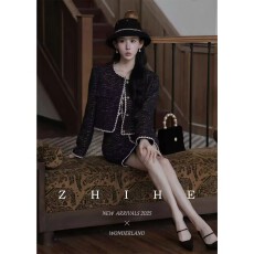 批发无艳一禾【罗曼香宴】法式优雅高棉香风料撞色背心裙+外套